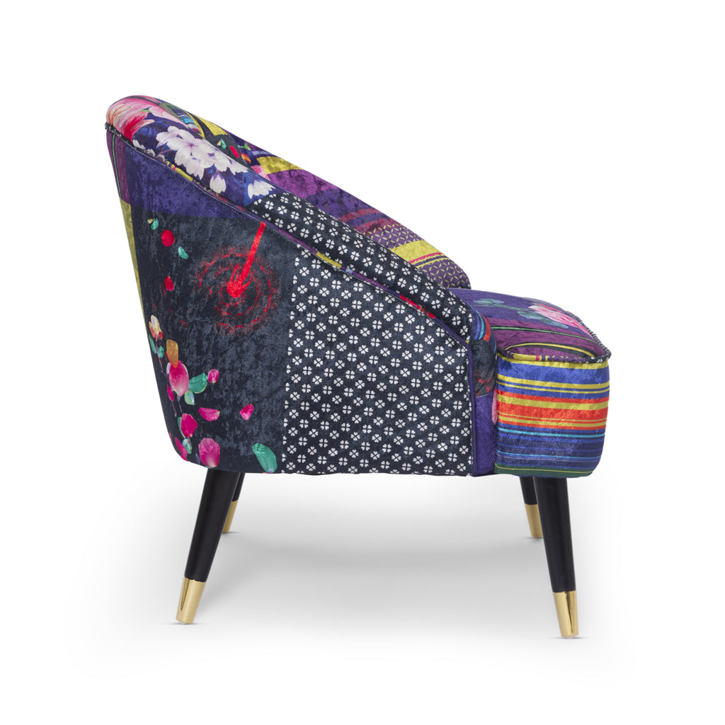 Fabric Patchwork Kensington Slipper Accent Chair