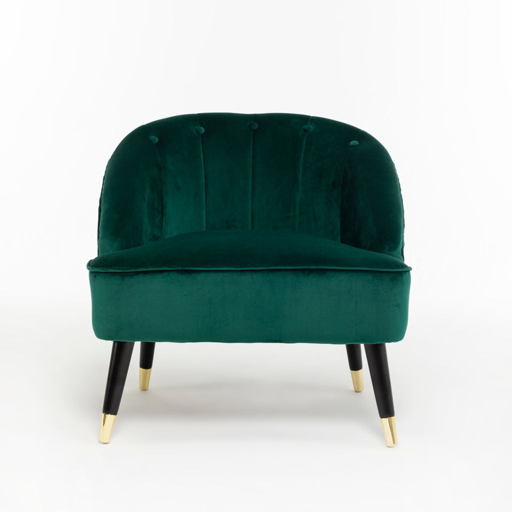Velvet Emerald Green Kensington Slipper Bedroom Accent Chair