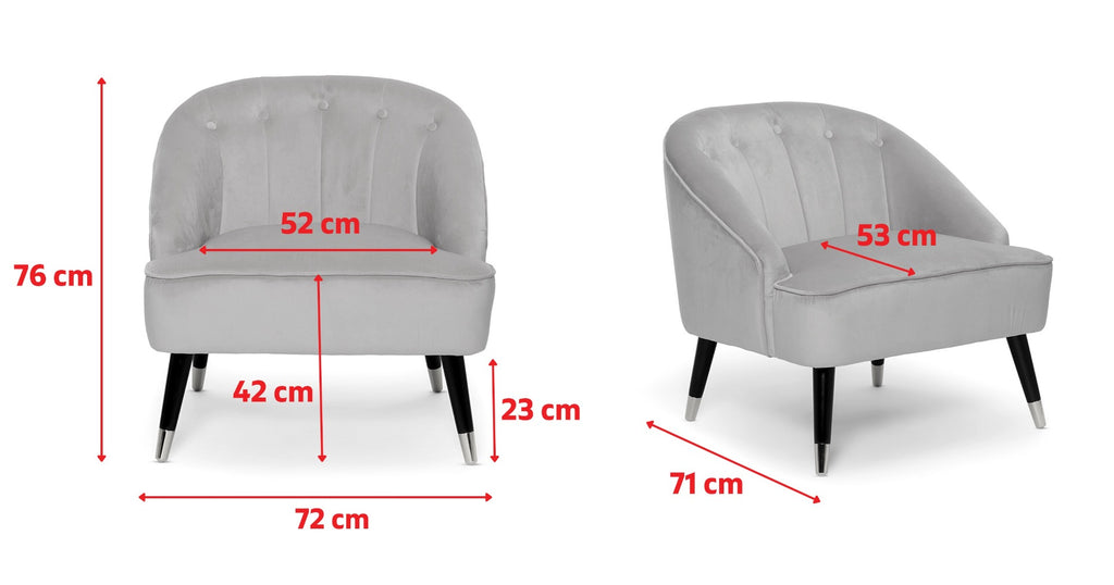 Velvet Light Grey Kensington Slipper Bedroom Accent Chair