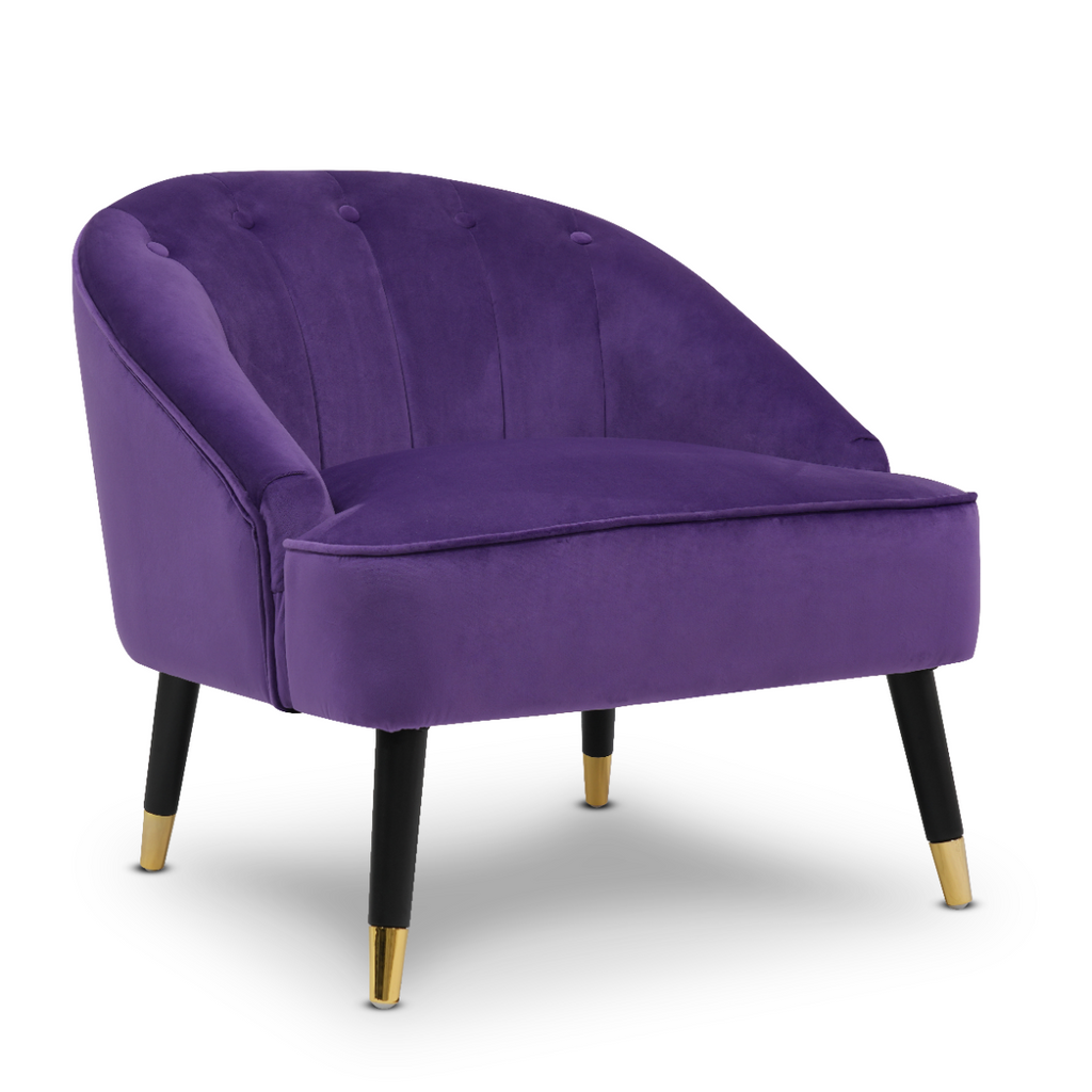 Velvet Purple Kensington Slipper Bedroom Accent Chair