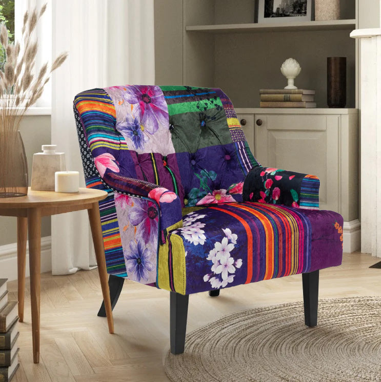 Fabric Patchwork Lydia Accent Chair – Stunning Chairs