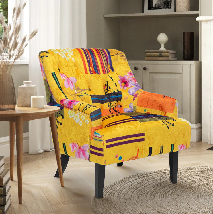 Fabric Gold Patchwork Lydia Accent Chair – Stunning Chairs