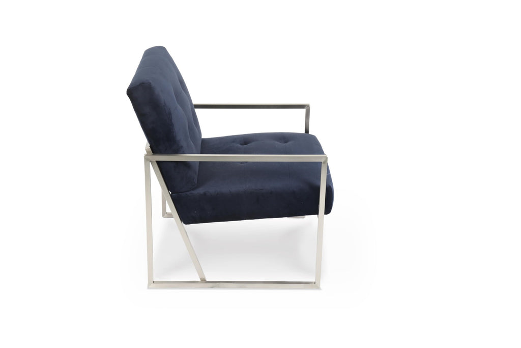 Velvet Navy Blue Antonella Stylish Retro Occasional Chair  - Smaller Size