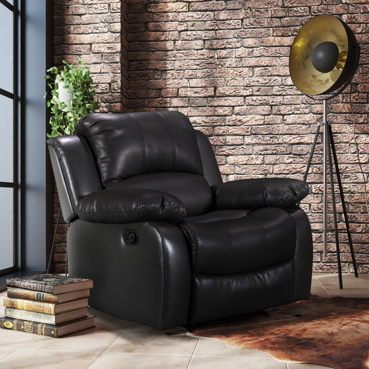 Black leather recliner chair hotsell