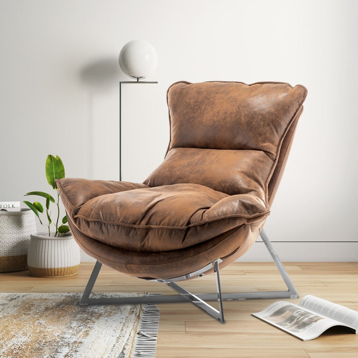 Faux Leather Suede Brown Pierina Accent Chair – Stunning Chairs