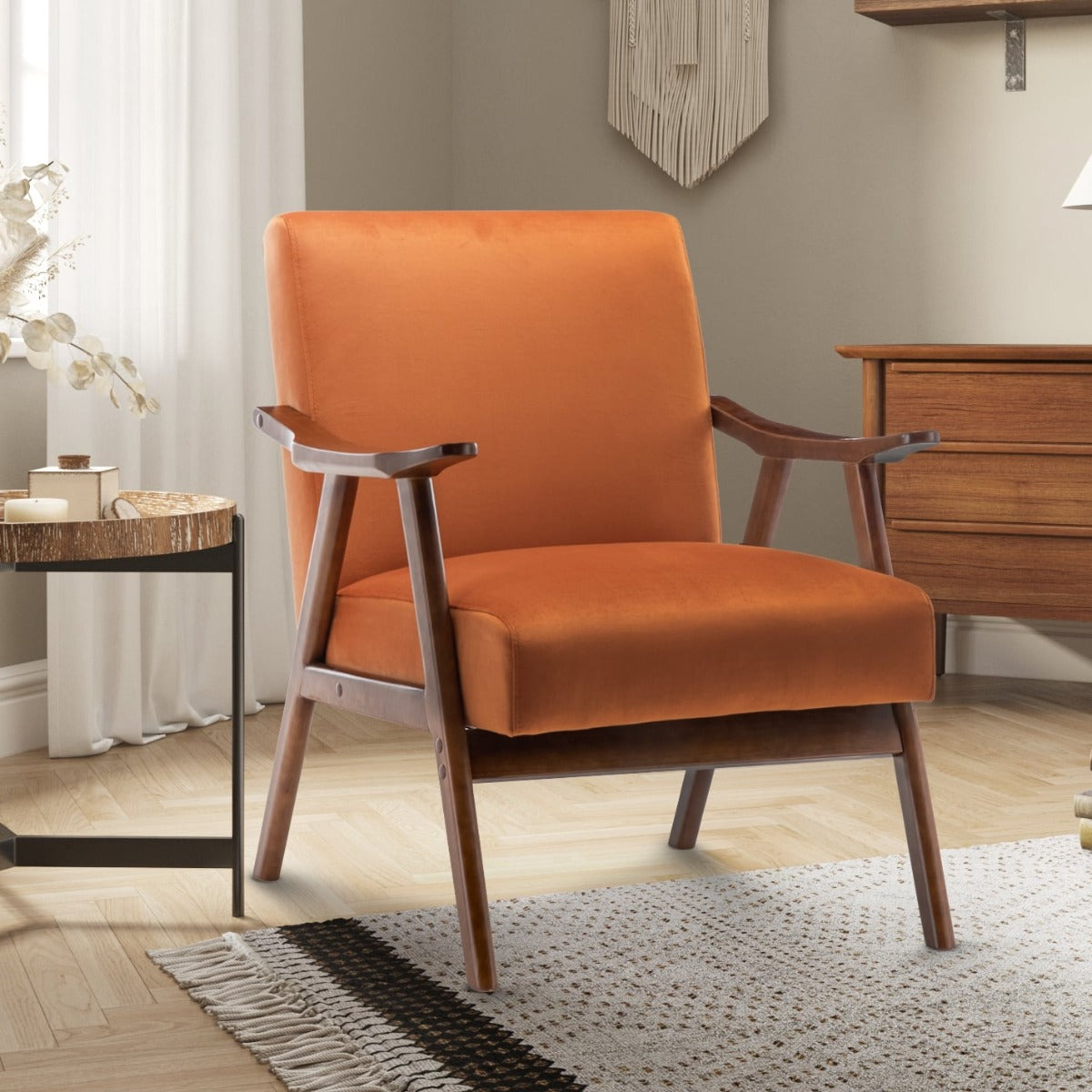 Orange leather arm chair sale