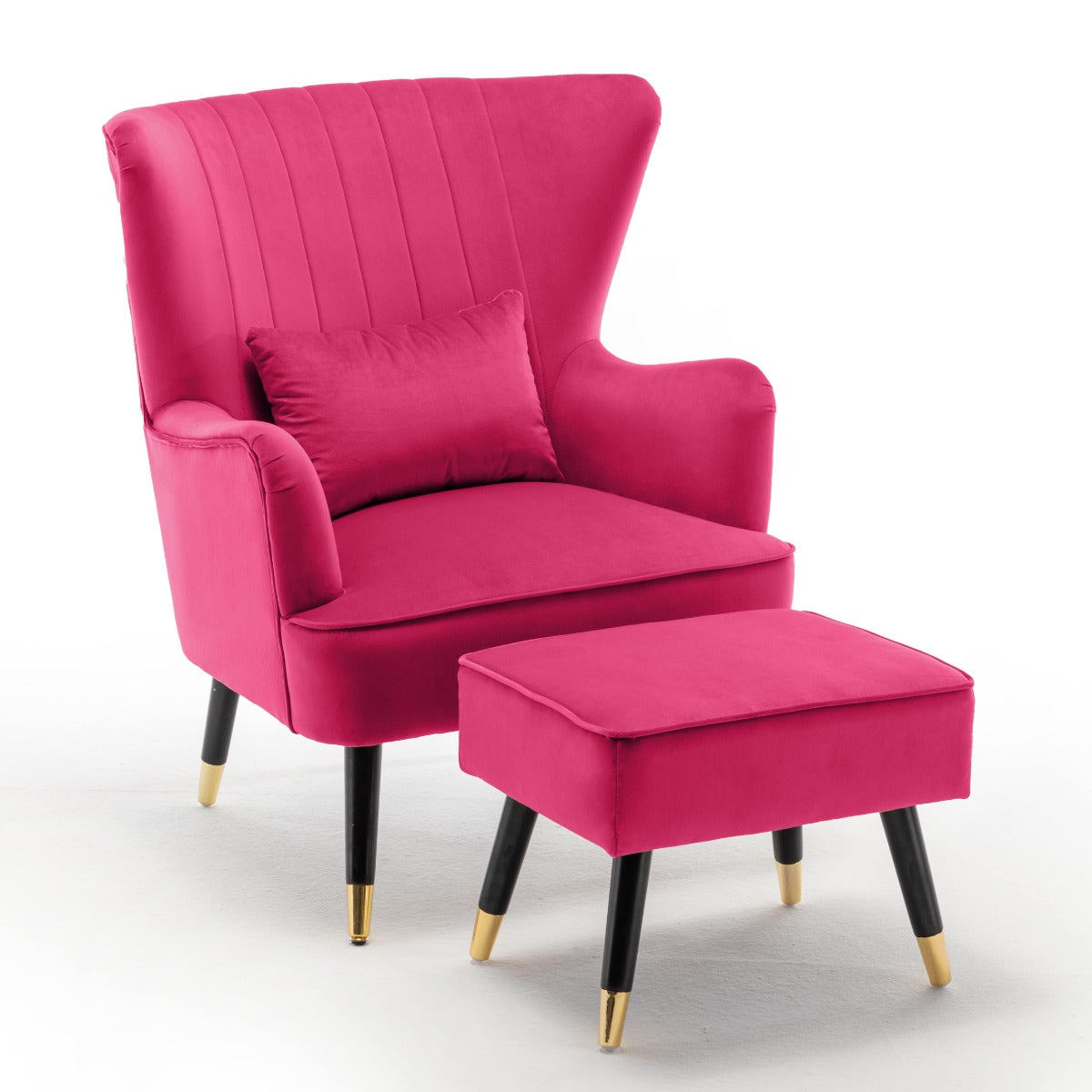 Pink Pattern Chair Velvet Dark Pink Camila Accent Wingback Chair & Footstool – Stunning Chairs