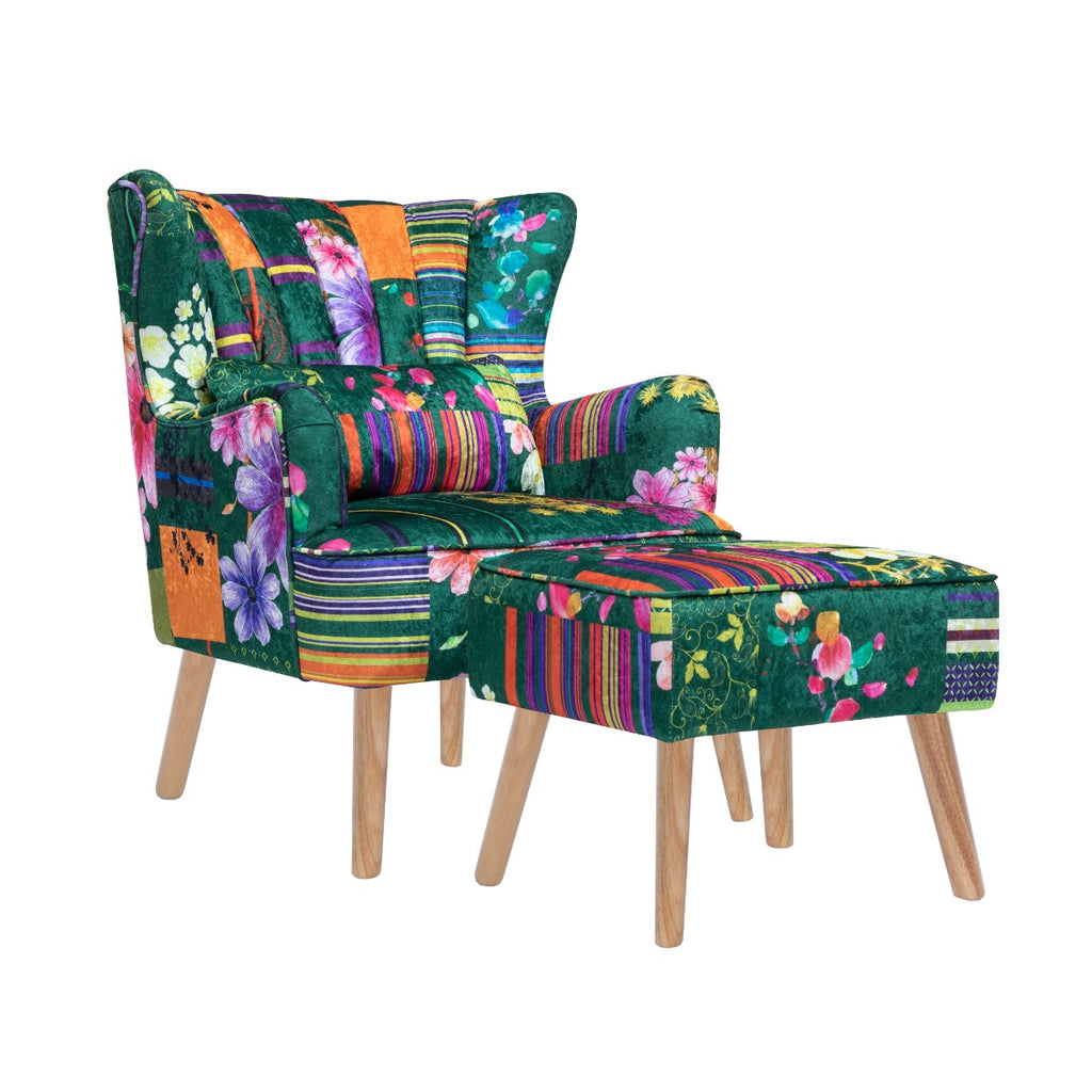 fabric-green-patchwork-abigail-accent-wingback-chair-with-footstool