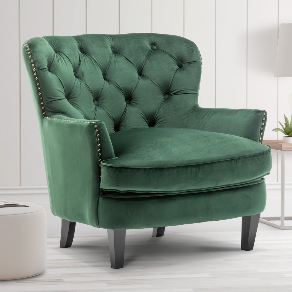 velvet-bottle-green-buttoned-ava-accent-chair