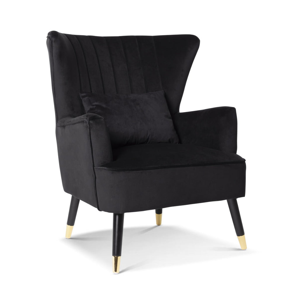 Velvet Black Camila Accent Wingback Chair – Stunning Chairs