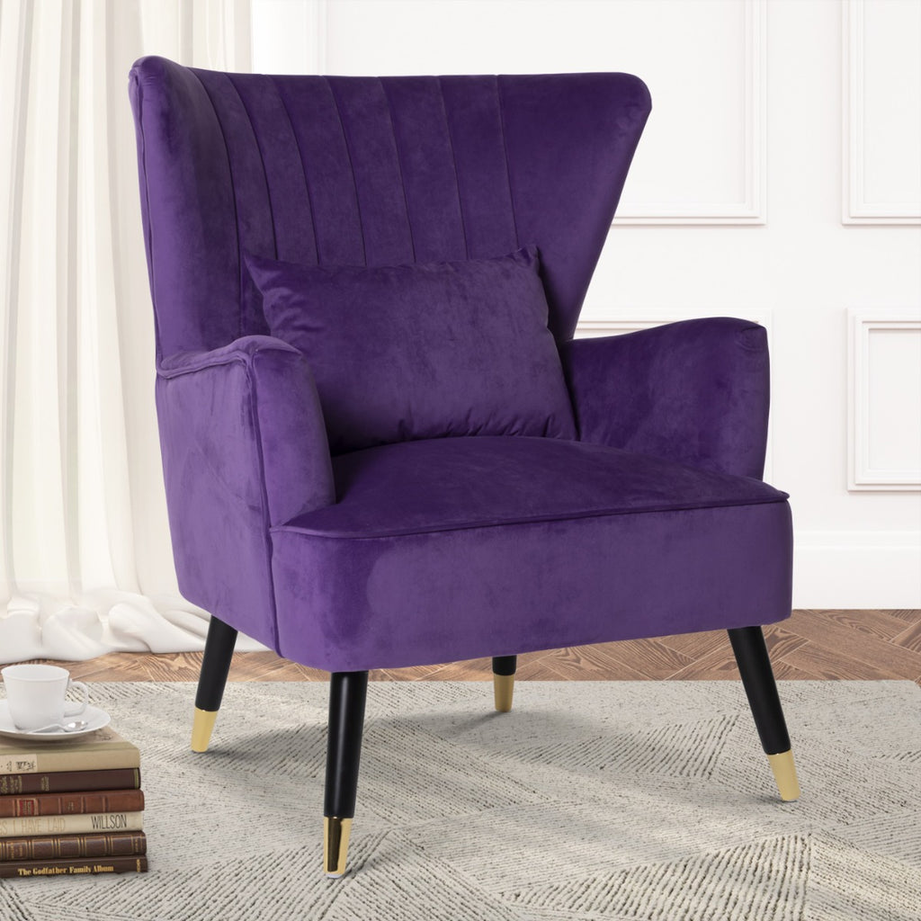 Velvet Purple Camila Accent Wingback Chair – Stunning Chairs