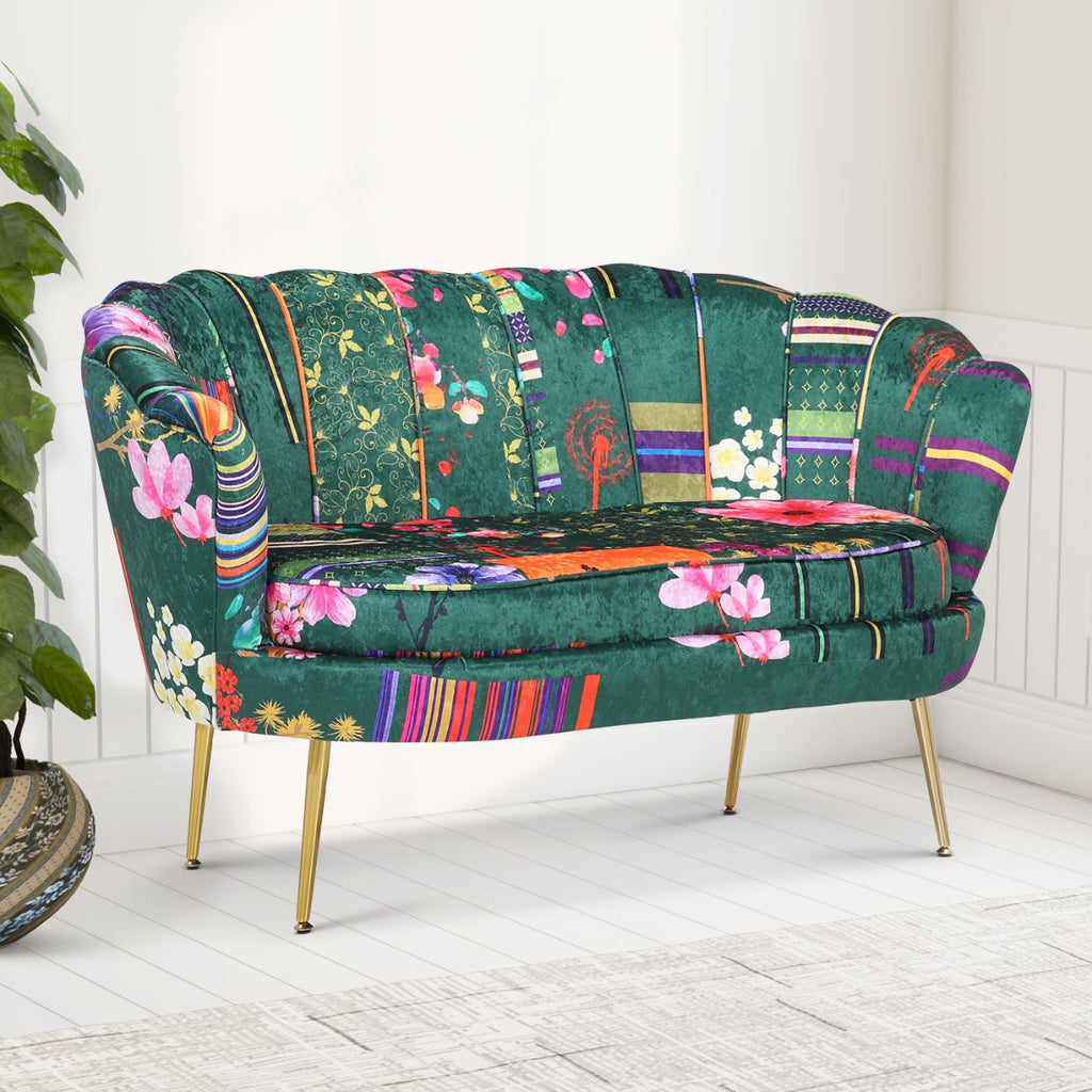 fabric-green-patchwork-2-seat-daisy-accent-chair