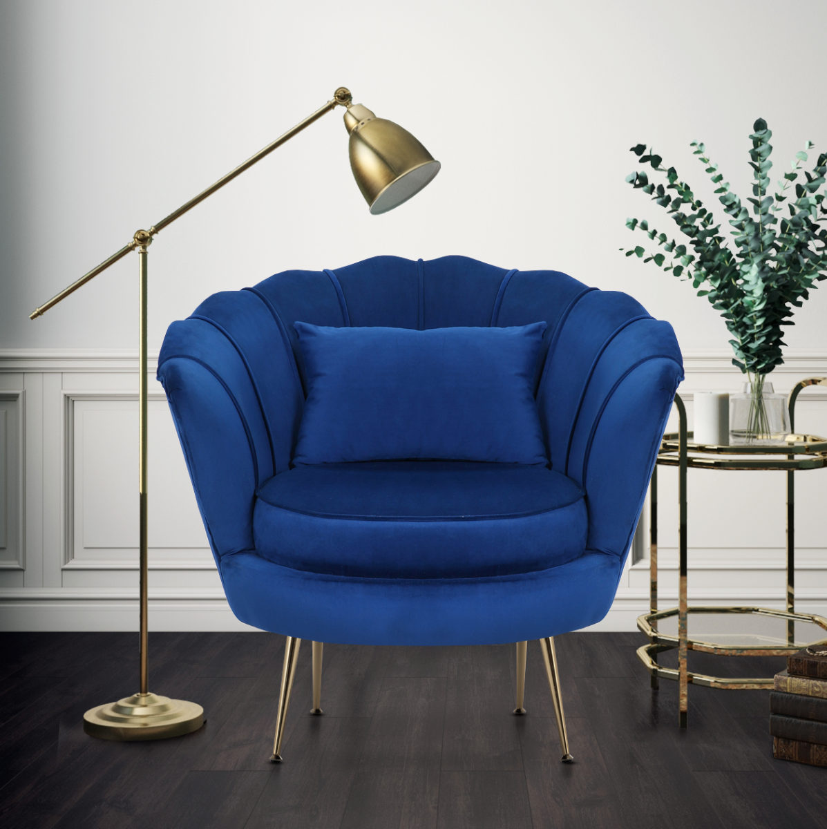 Navy velvet occasional online chair