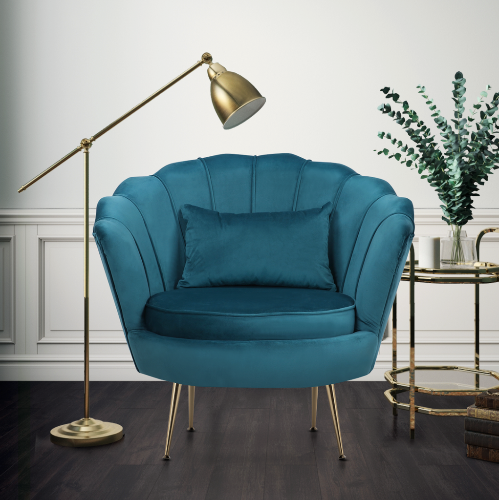 Velvet Teal Daisy Accent Chair – Stunning Chairs