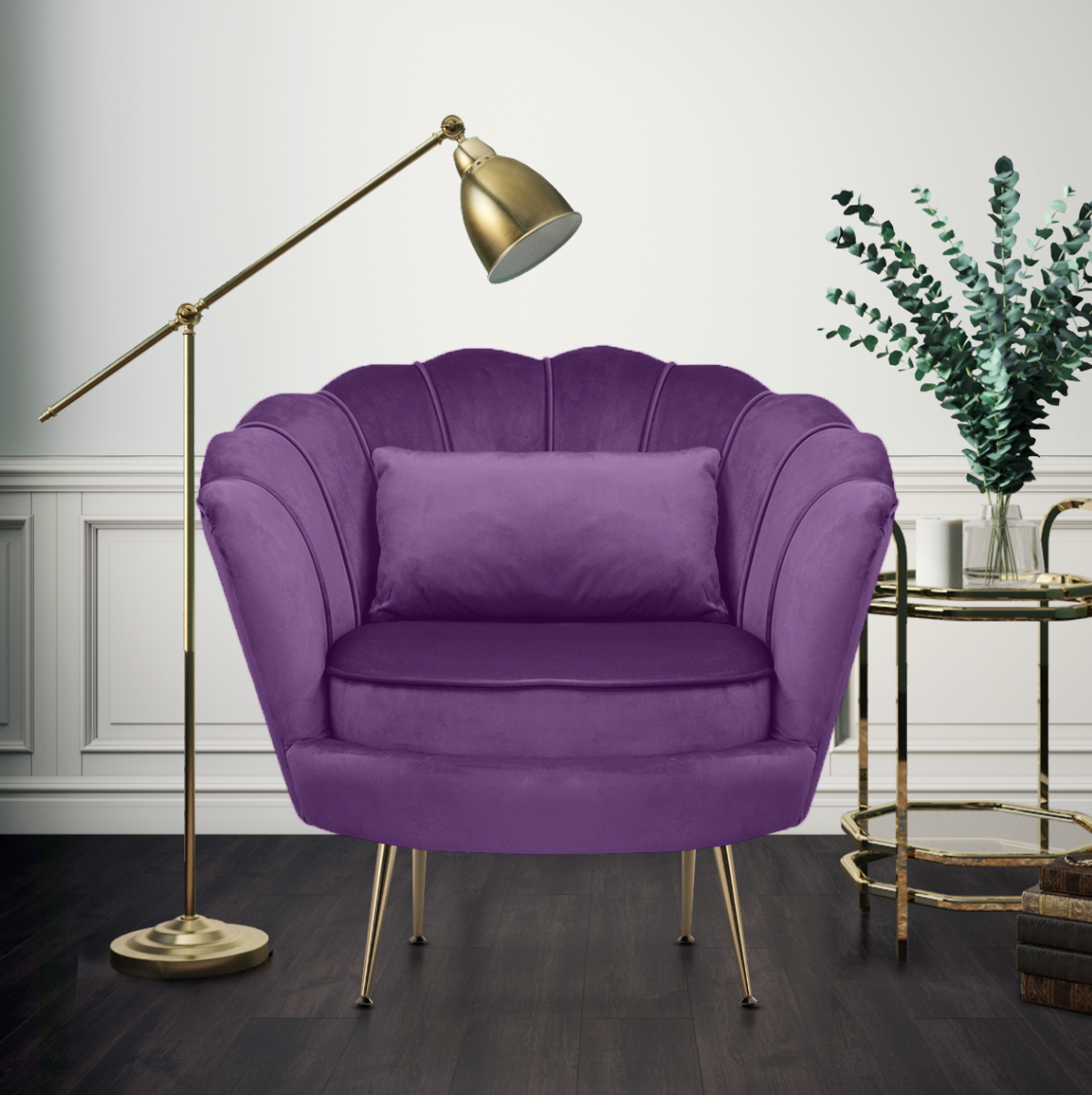 Purple Accent Chairs Velvet Fabric Quick Delivery Stunning Chairs