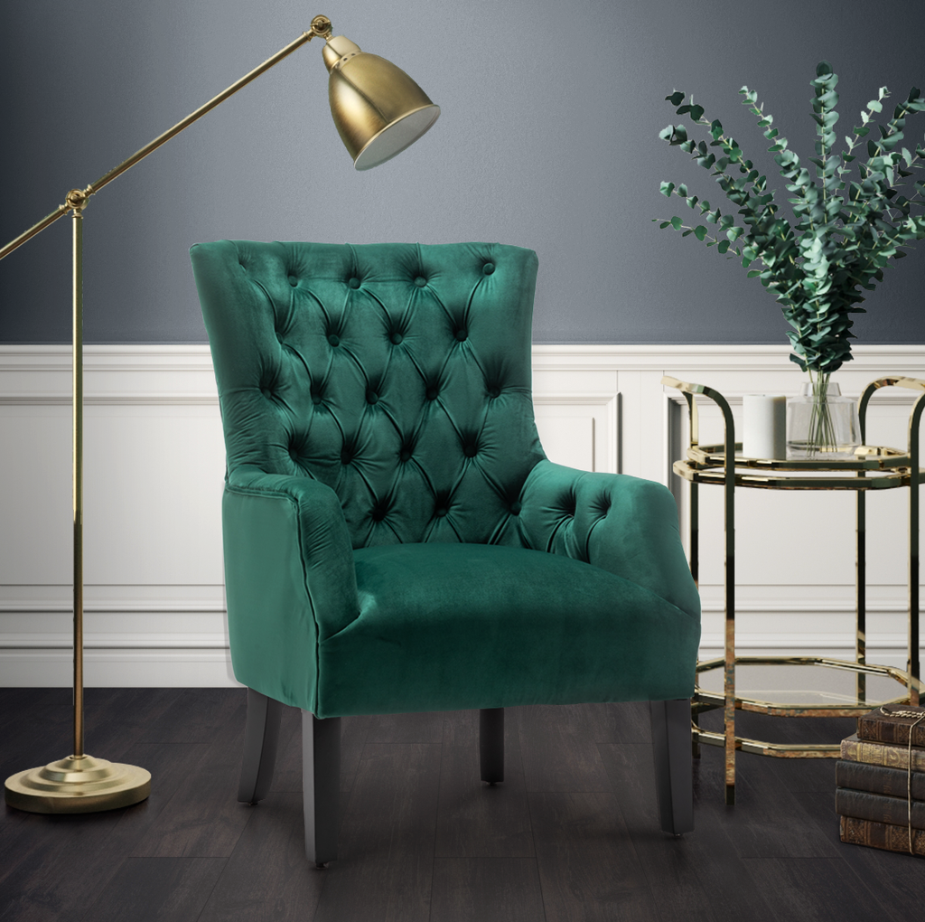 Velvet Emerald Green Gabriella Accent Chair – Stunning Chairs