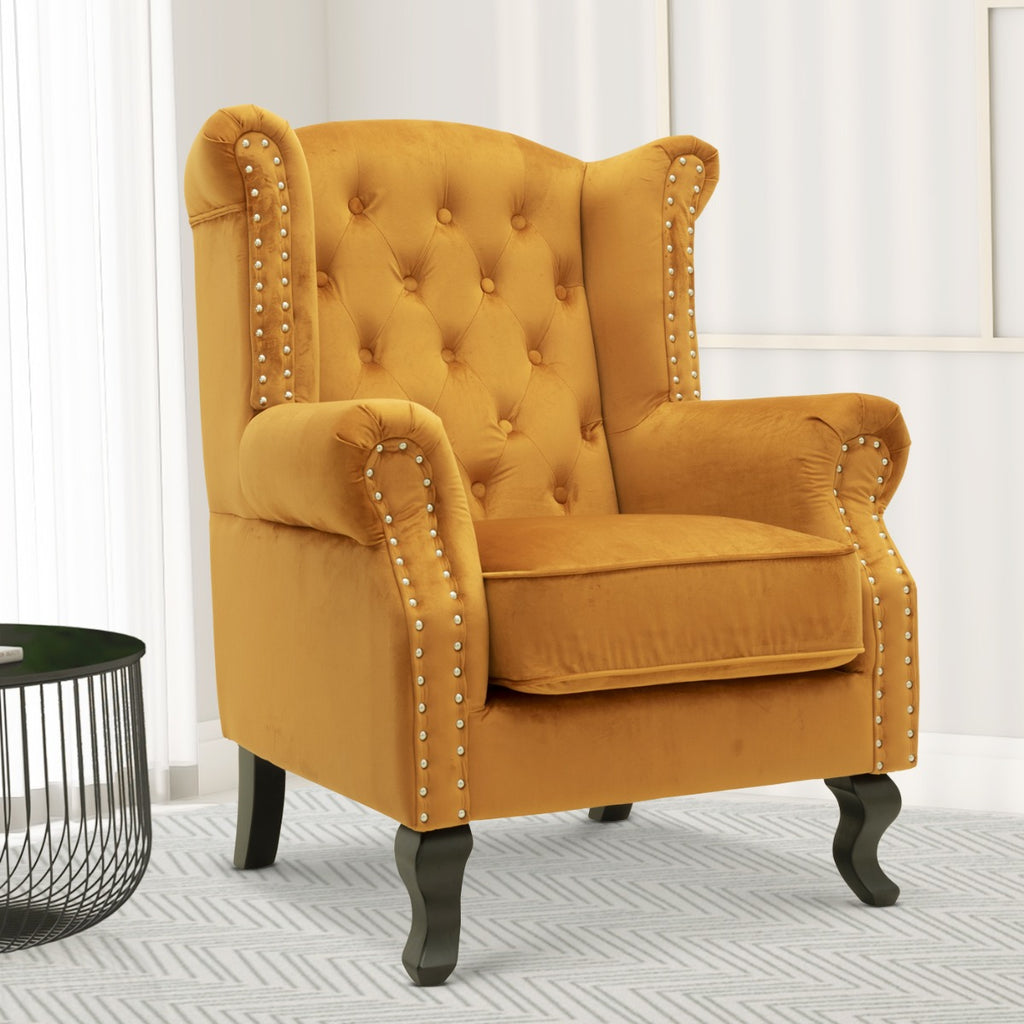 Living Room Mustard Gold Chair Buy Artechworks Velvet Modern