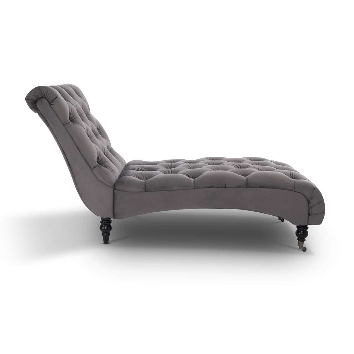 Velvet Dark Grey Layla Chesterfield Chaise Lounge Stunning Chairs