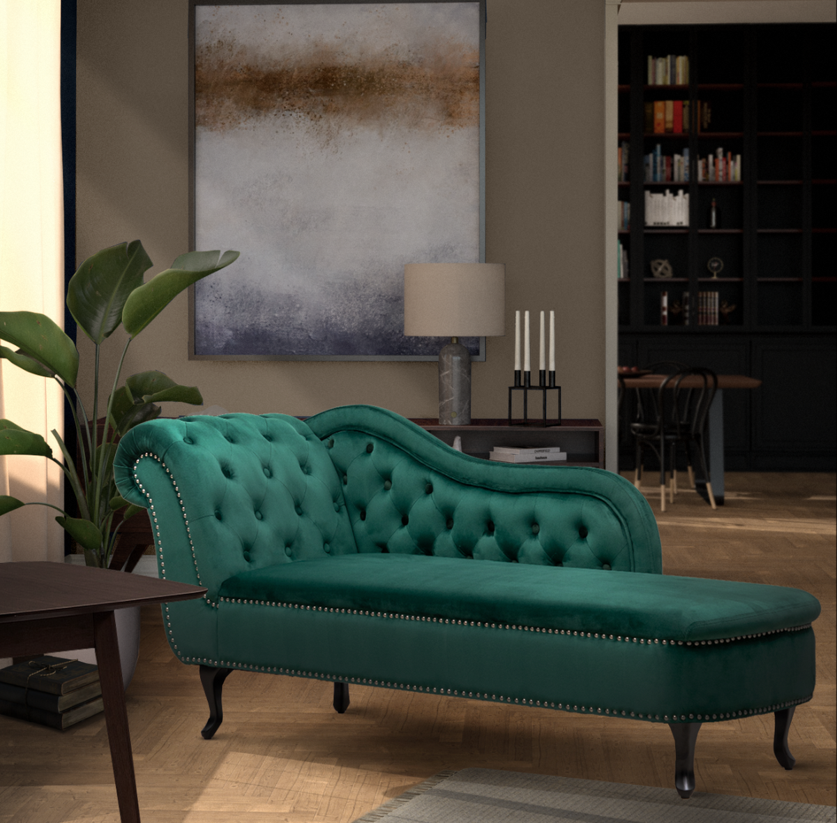 Velvet Emerald Green Right Hand Facing Monroe Chaise Lounge – Stunning ...