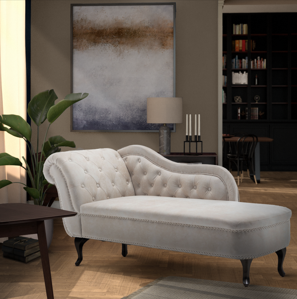 Beige leather chaise lounge sale