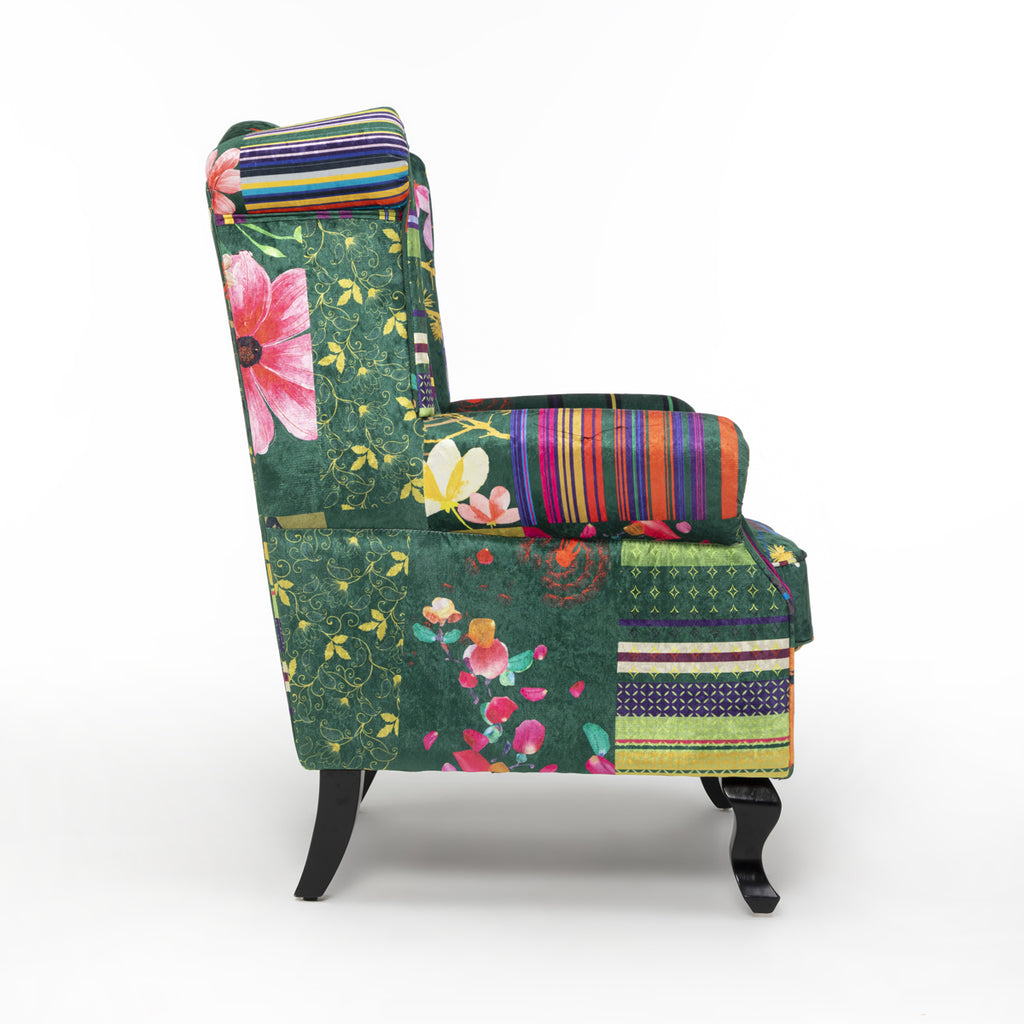 fabric-green-patchwork-chesterfield-wingback-chair