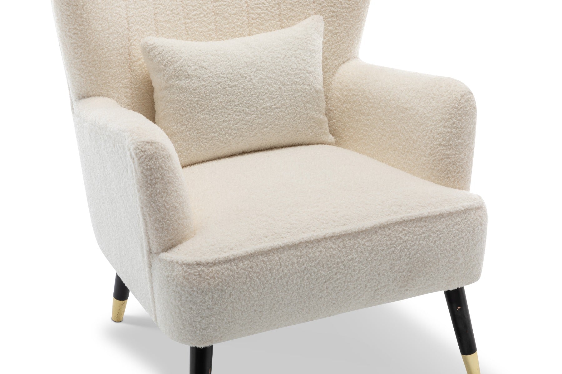 Mondeer Accent Armchair With Storage Pockets - Soft Faux Lambswool, Metal Legs, White - View #5