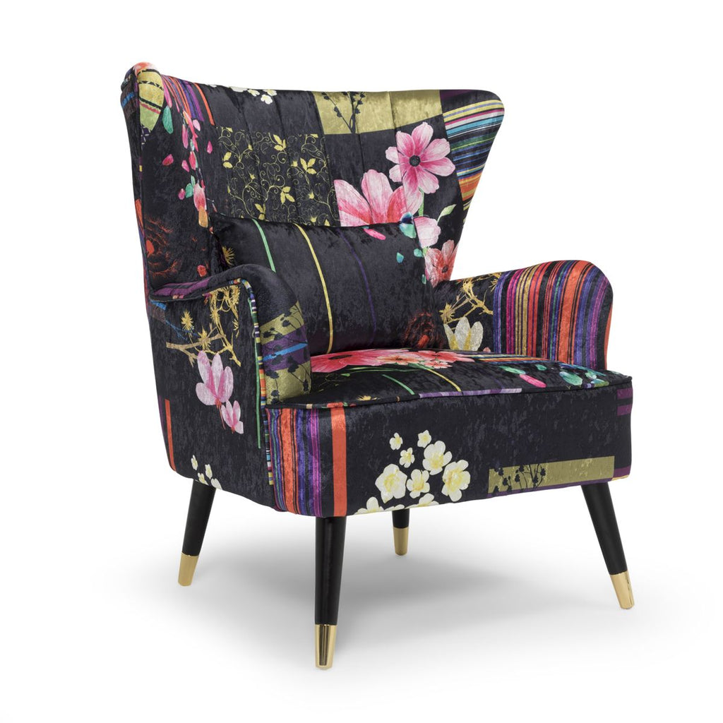 fabric-black-patchwork-victoria-accent-wingback-chair