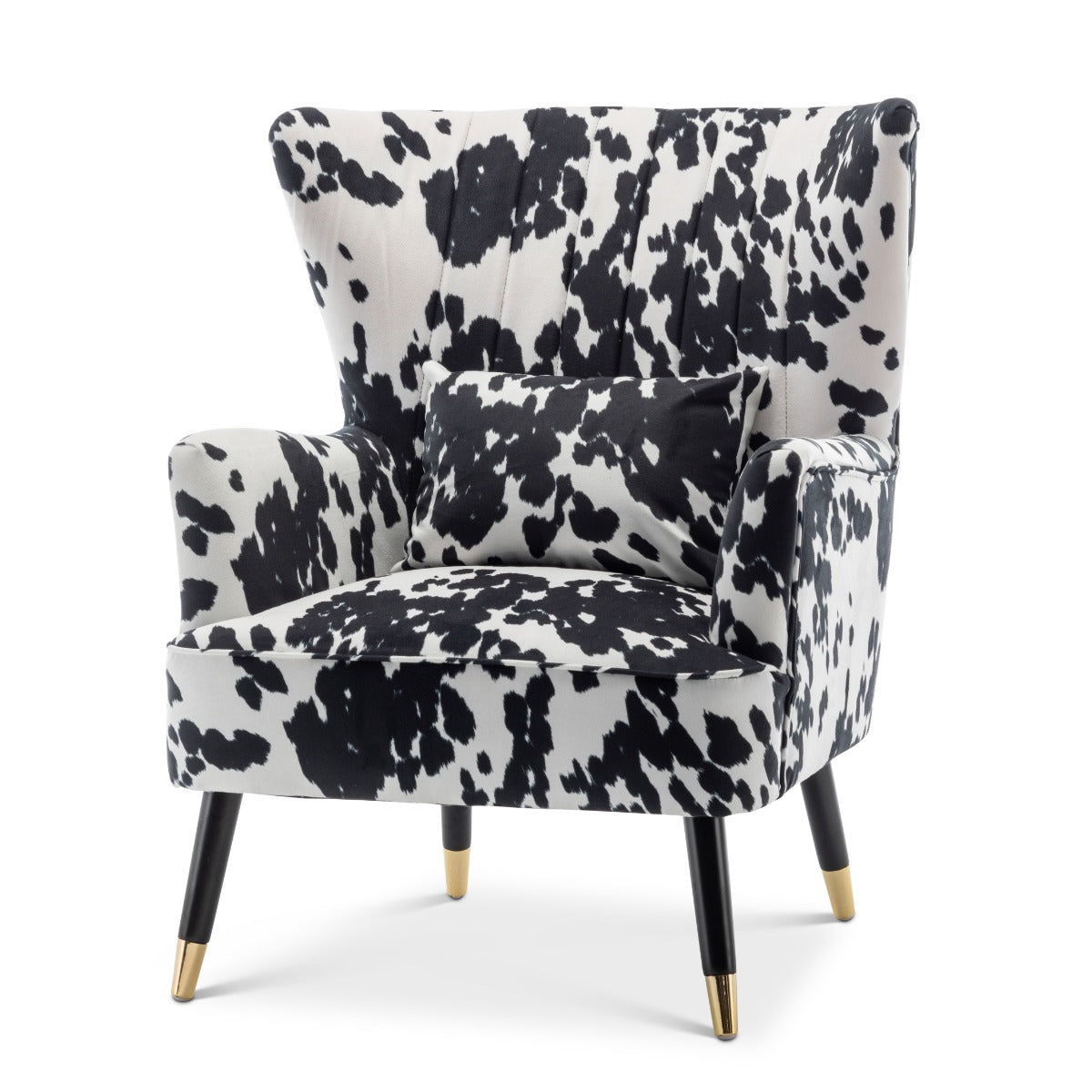 thumbnail image 2 of Coaster Farmhouse Microfiber Cowhide Print Accent Chair - Black, 35" Tall 2 of 6
